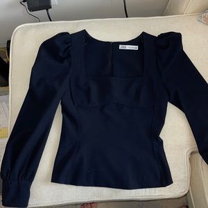 Navy Zara Bustier-style top